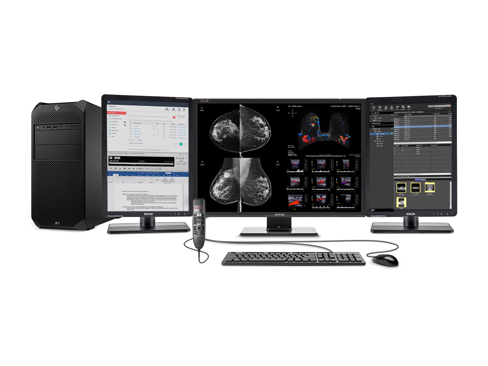 Complete Mammography Reading Station | Barco 12MP Color Display | Lenovo Workstation | Dictation Mic | Worklist Monitors (12130Z4G5)