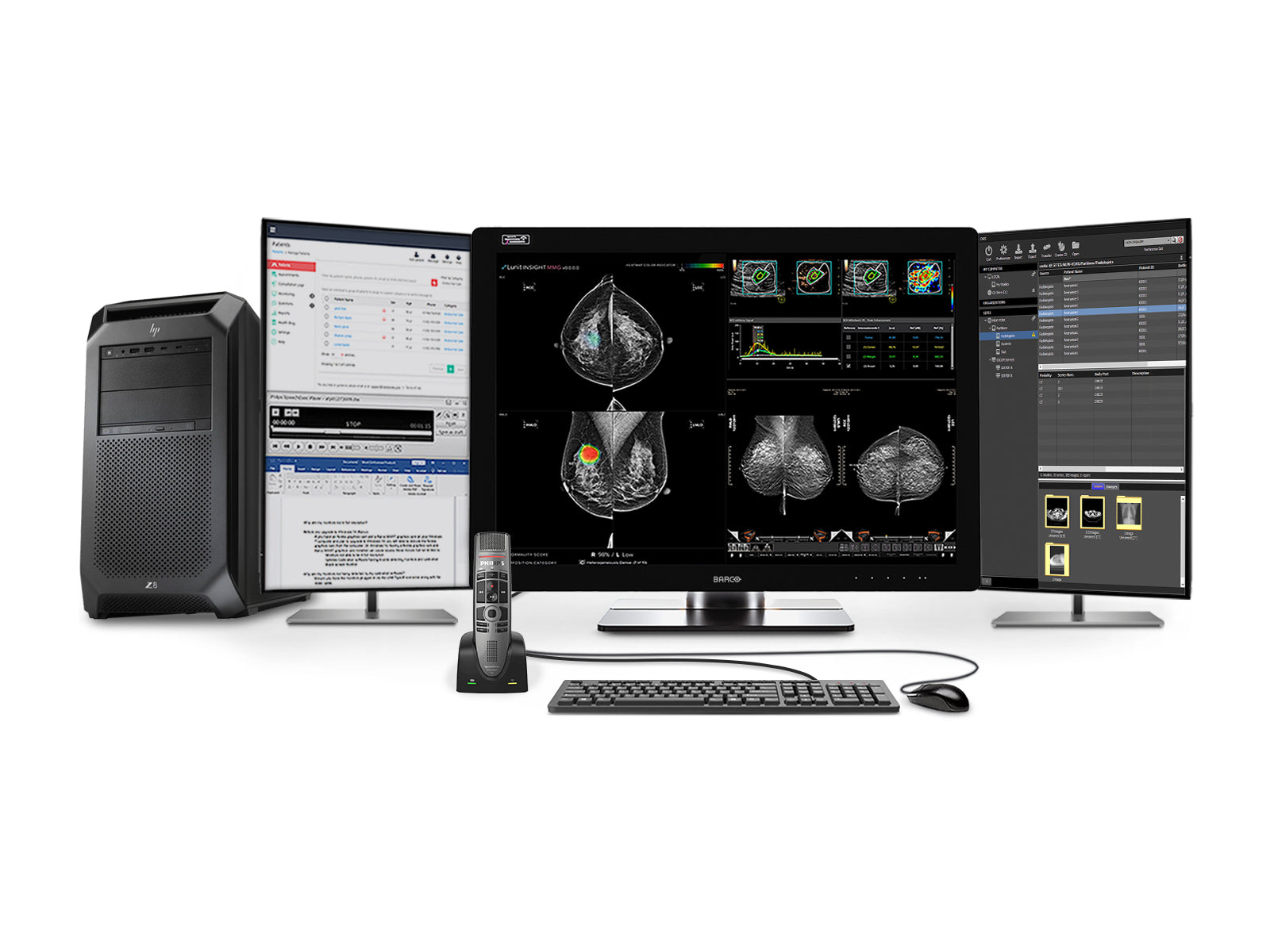 Complete Mammography Reading Station | Barco Coronis UNITI 12MP | HP Z8 Fury G5 | Dictation Mic | Worklist Monitors (12133Z8G5) Monitors.com 