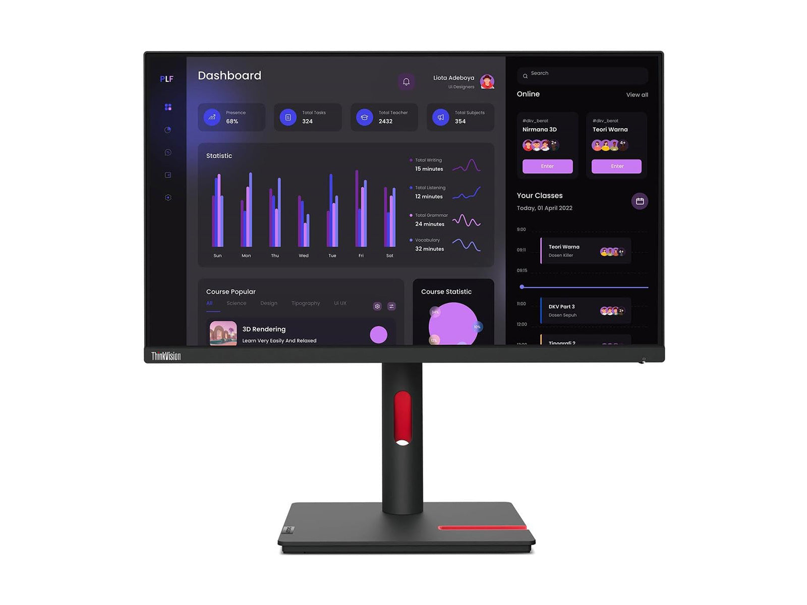 Lenovo ThinkVision T24i-30 24" Full HD 1920 x 1080 Color LED Display Monitor (63CFMAR1US) Monitors.com 