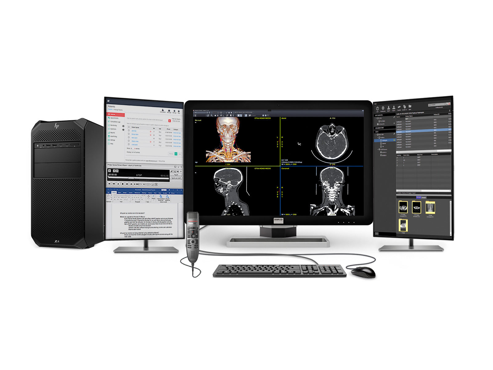 Complete PACS General Radiology Station | Barco 6MP Color LED Display | HP Workstation | Dictation Mic | Worklist Monitor (6430Z4G5) Monitors.com 