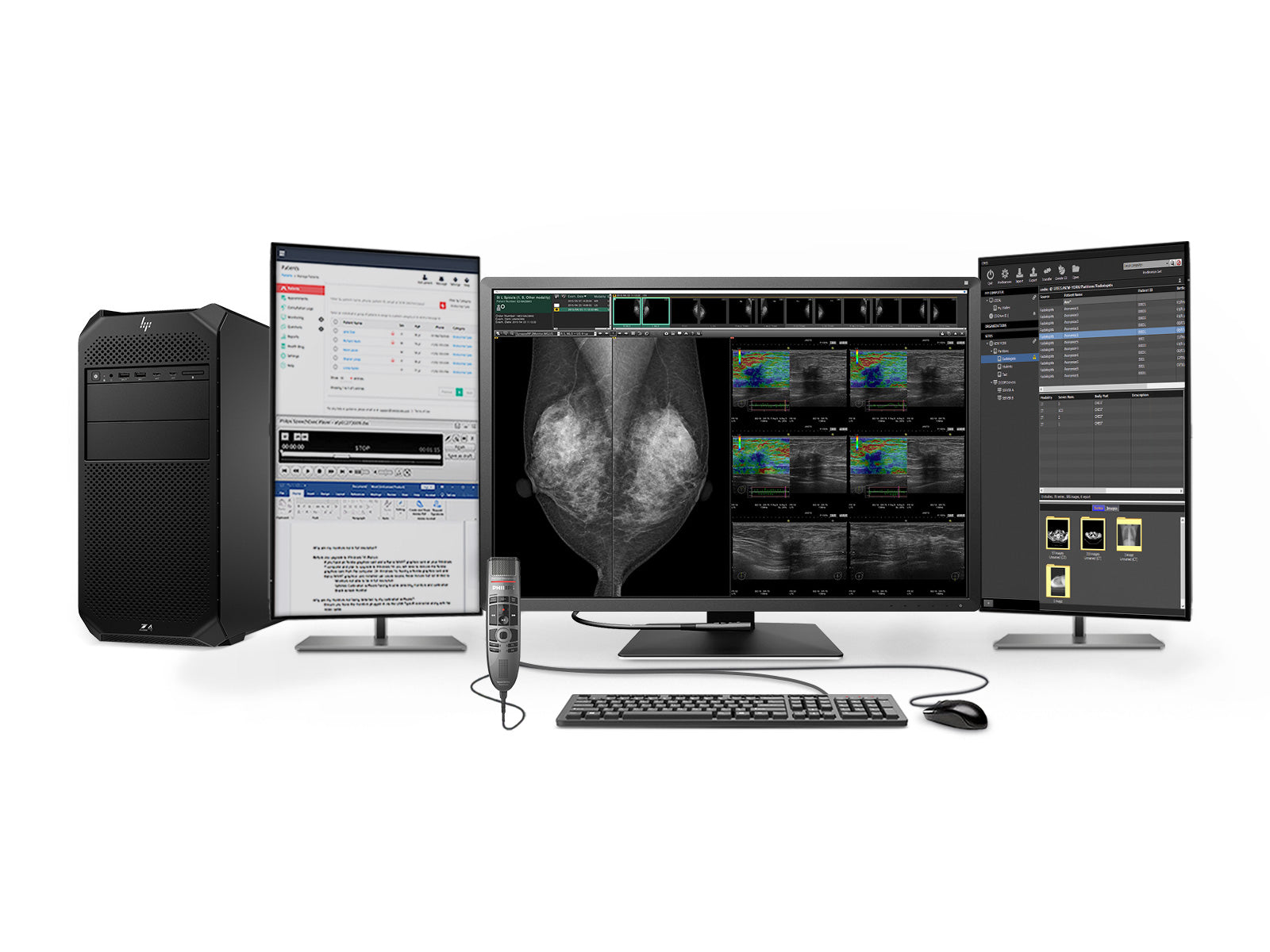 Complete Mammography Reading Station | Eizo 12MP Color Display | HP Z4 G5 Workstation | Dictation Mic | Worklist Monitors (RX1270Z4G5) Monitors.com 